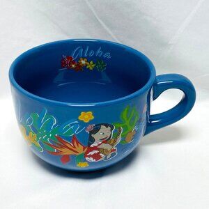 Disney Lilo & Stitch Aloha Blue Soup Mug 22oz Coffee or Hot Cocoa Hawaiian Theme